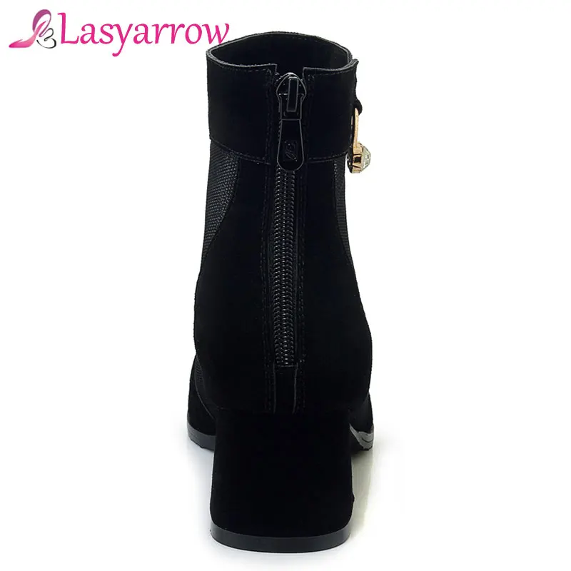 Женские ботильоны на массивном высоком каблуке с круглым носком | Обувь