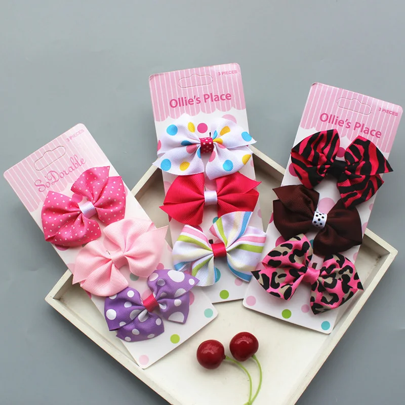 3 шт./компл. заколки для волос ручной работы с цветочным принтом и бантом модные