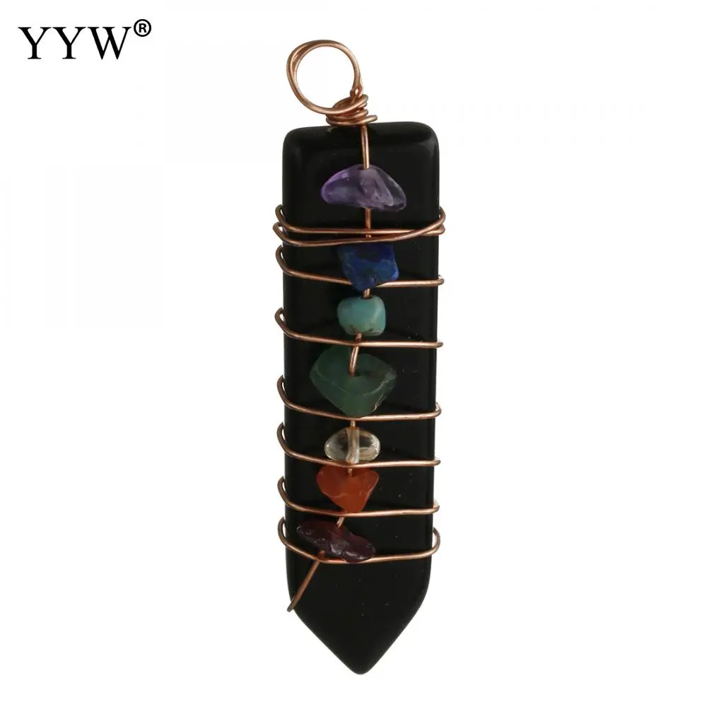 black obsidian 1 шт., модное с зеленым кристаллом, камень, подвеска, ожерелья, ювелирные изделия, опал, камень Лапис, оникс, розовый кварц, сердолик, граненый шарик, маятник - Окраска металла: black obsidian