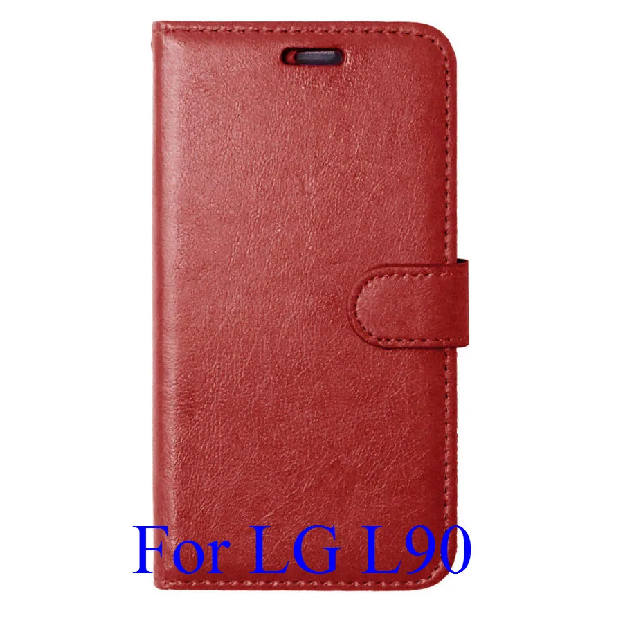 Роскошный кошелек для LG G2 G3 G4 Stylus L70 Optimus L90 Nexus 5 чехол для телефона флип-чехол из искусственной кожи с подставкой Держатель для карт - Цвет: Brown L90
