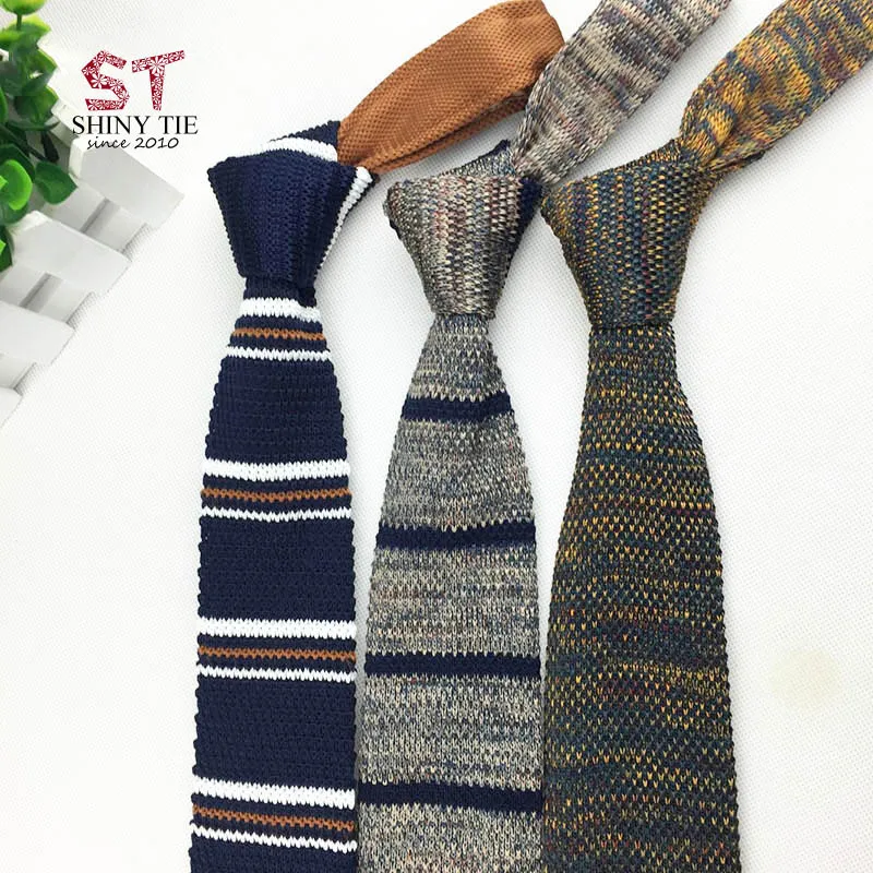 Мужской вязаный галстук для отдыха треугольные полосатые галстуки 7 см ширина