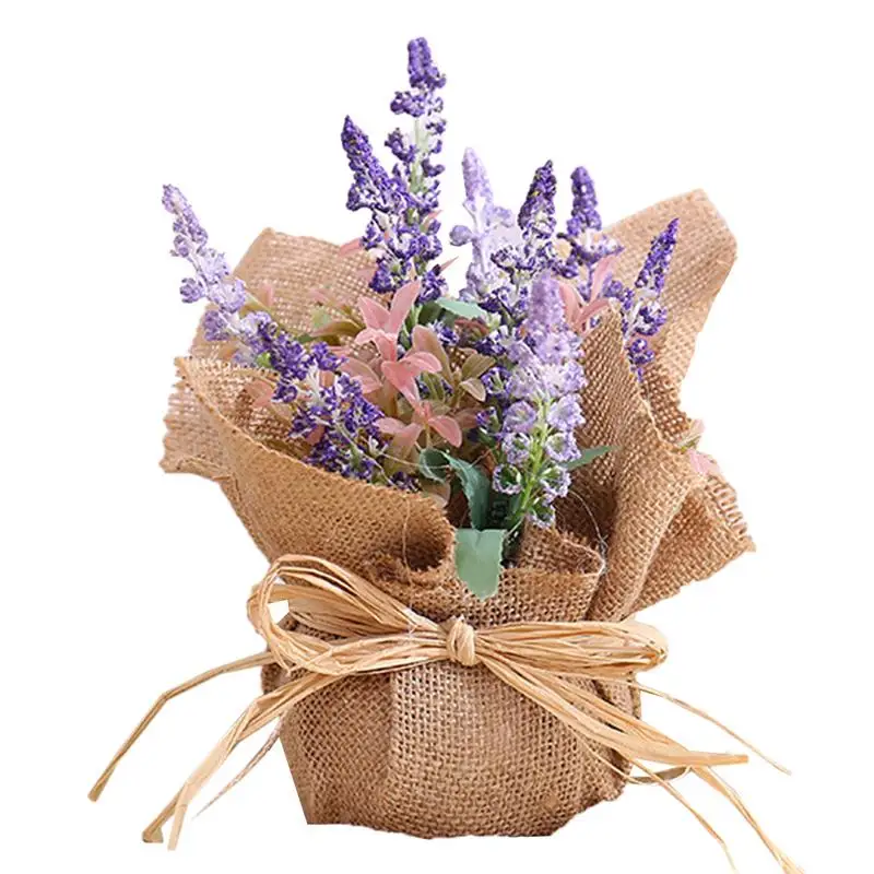 Blue Искусственный цветок из мешковины в горшках, букет из искусственных цветов, свадебное украшение, дешевые цветы для интерьера, дома - Цвет: Blue