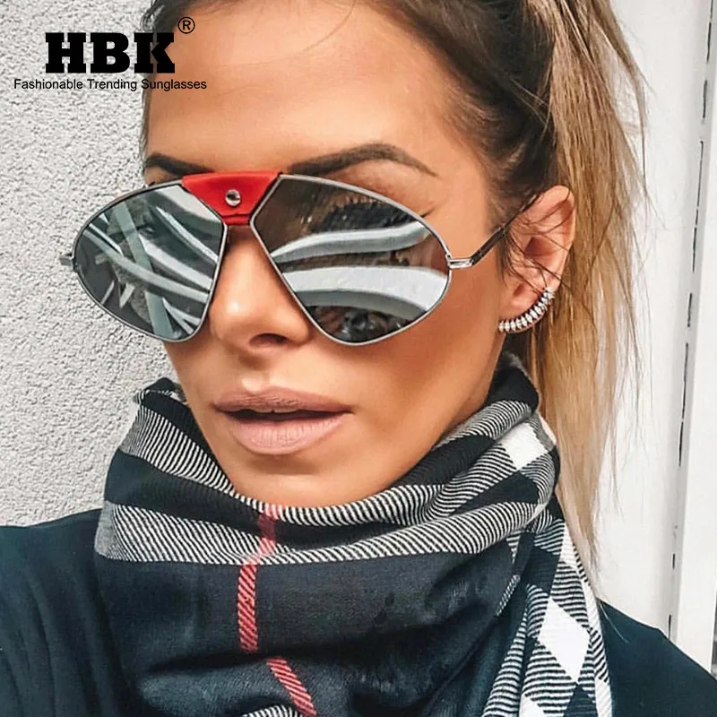 Женские солнцезащитные очки в стиле ретро HBK с металлической оправой UV400