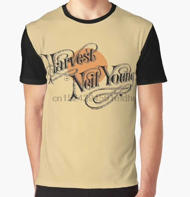 Сплошным принтом Футболка Для мужчин Funy футболка Neil Young урожая короткий рукав