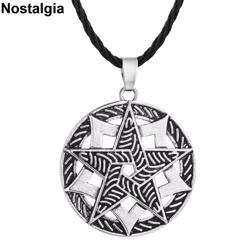 Ностальгия Wicca пентаграмма кулон тибетская бижутерия веревочная цепочка