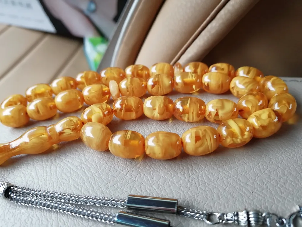 Исламский янтарный цвет Молитвенные Четки из бусин Tasbih misbaha taspeeh sibha masbaha tesbih мусульманский подарок subha tasbih османские ювелирные изделия