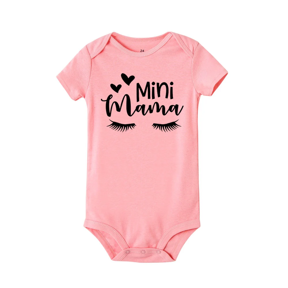 С принтом Mama's с надписью me и Mini Одежда для новорожденных маленьких девочек 2018