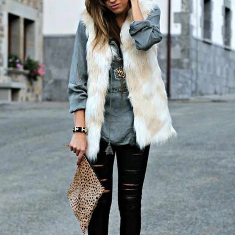 Большой Размер 3XL высококачественный меховый жилет женский осенний зимний без