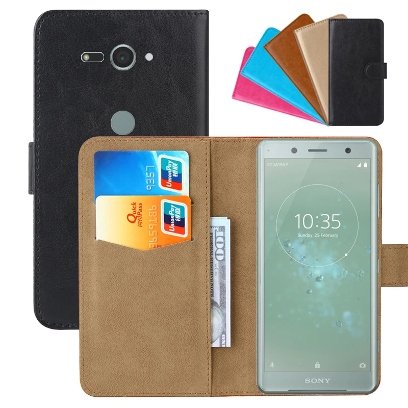 

Luxury Wallet Case For Sony Xperia XZ2 Compact PU Leather Retro Flip Cover Magnetic Fashion Cases Strap