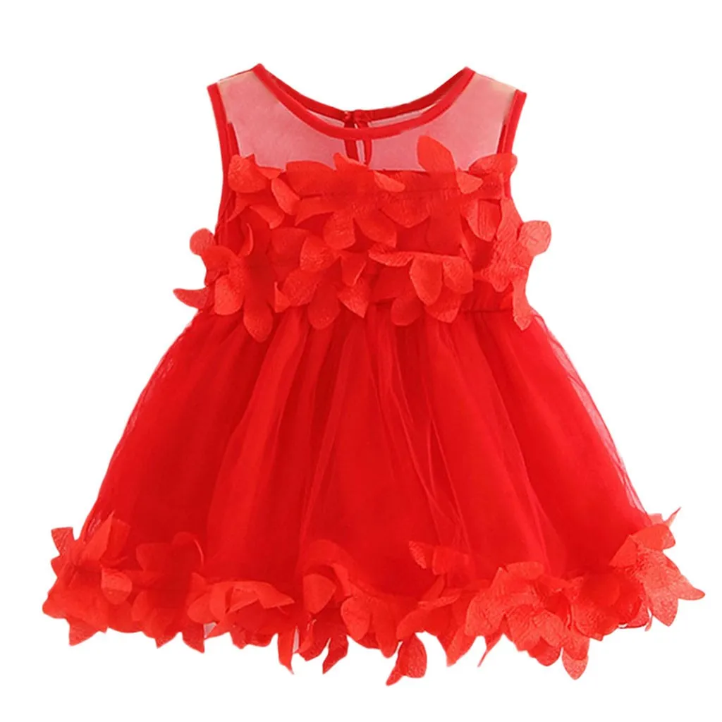 Red Однотонные фатиновые Платья с цветочным рисунком для маленьких девочек; платье принцессы; Одежда для девочек; сетчатая однотонная одежда для маленьких принцесс; - Цвет: Red