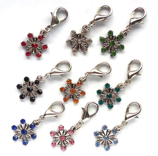 Бесплатная доставка Плавающие Подвески со снежинками с застежкой-лобстером |