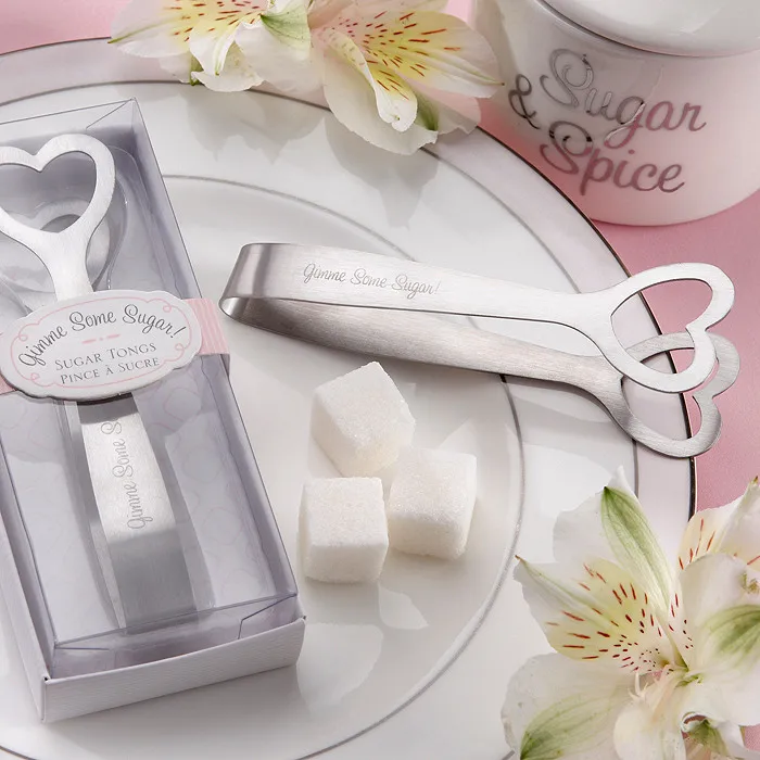 

DHL FREE SHIPPING+Wedding Favors "Gimme Some Sugar!" Stainless-Steel Heart-Themed Sugar Tongs +50sets/Lot