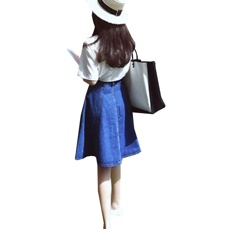 Женская джинсовая юбка с высокой талией повседневная из денима эластичным