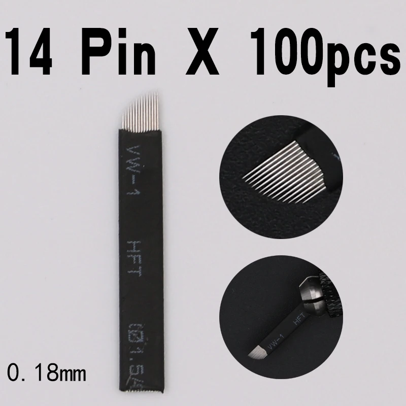 

100 PCS 14 Flex Lamina Tebori Microblading 14 Pin Blade Permanent Makeup Manual Eyebrow Tattoo Needles For Embroidery Pen Machin