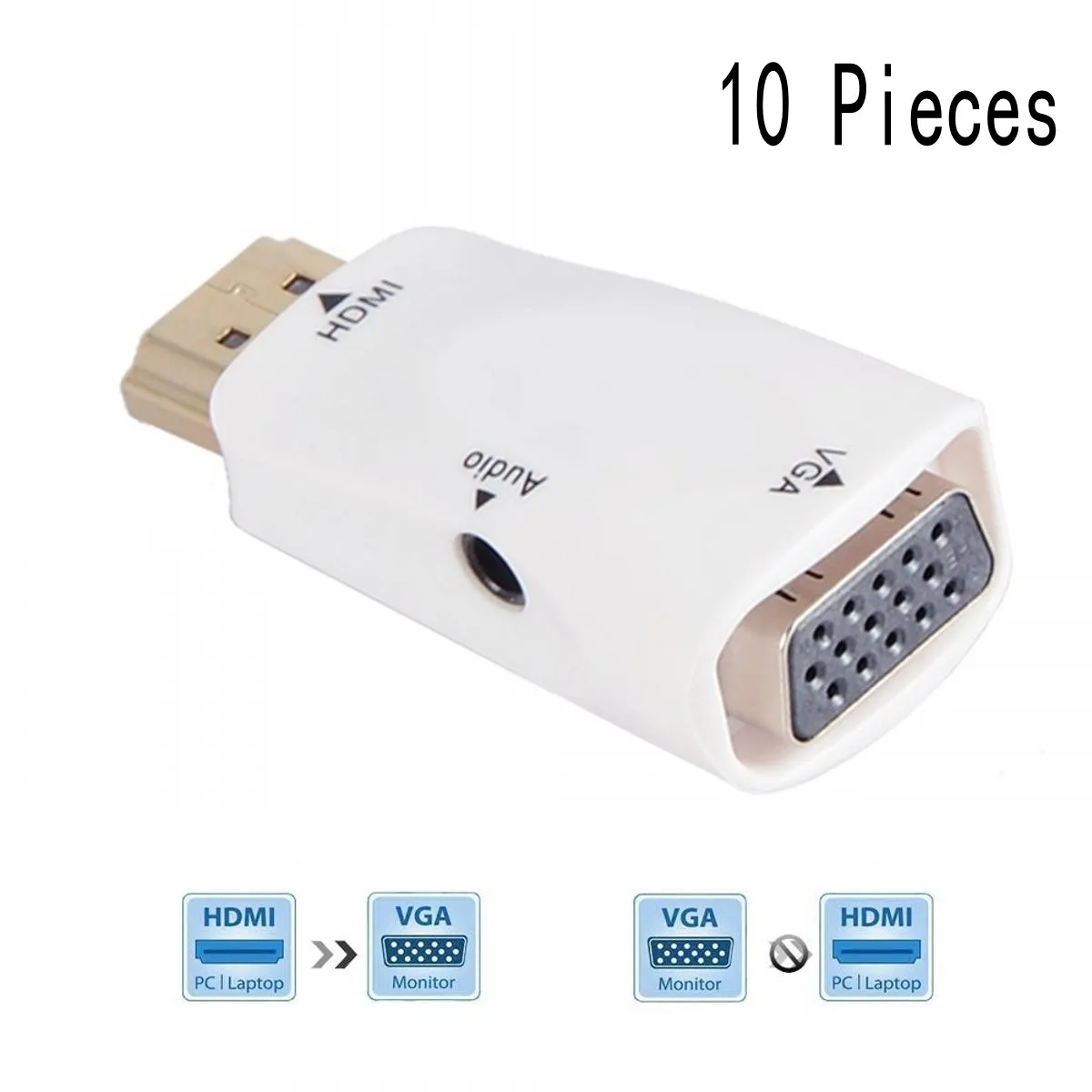 10 шт высокого качества адаптер hdmi vga конвертер кабель с аудио Поддержка HD 1080 P для