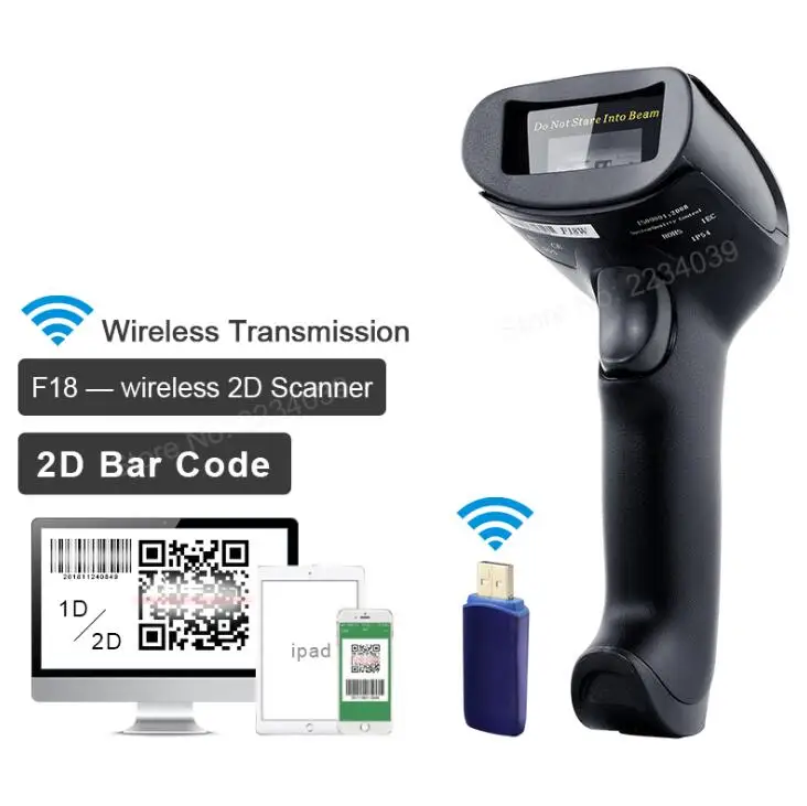 F18 Wireless 2D Беспроводной лазерный сканер штрих-кода, беспроводной считыватель штрих-кода для POS и инвентарного NT-2028 - Цвет: F18 Wireless 2D