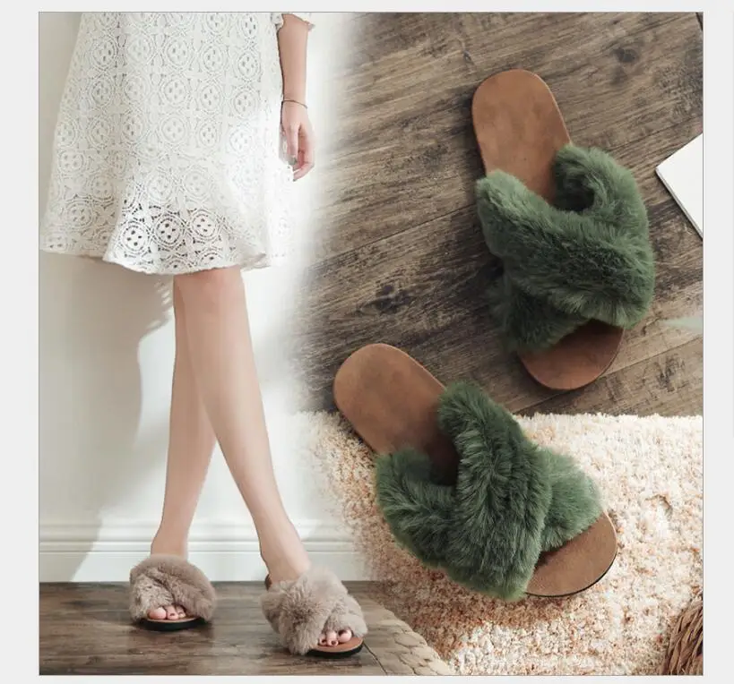 Новинка 2019 тапочки из кроличьей шерсти студенческие без застежки | Обувь