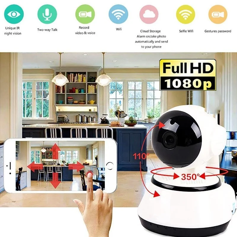 1080P WiFi Беспроводная панорамированная CCTV сеть домашней безопасности ip камера ИК