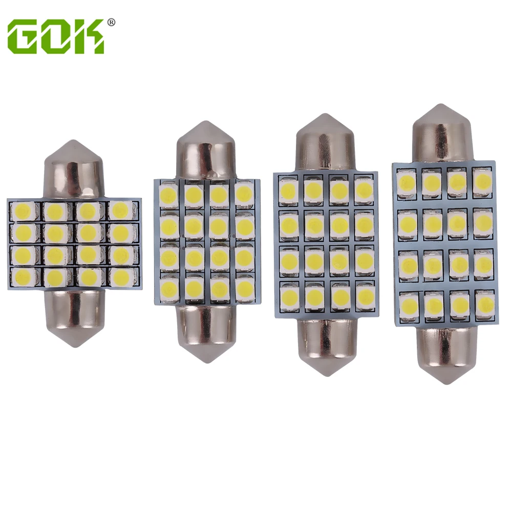 

100pcs/lot Led Interior Festoon led Reading Light 16SMD 3528 1210 LED Bulb Light c5w led 36mm 39mm 42mm 31mm dome light 12V