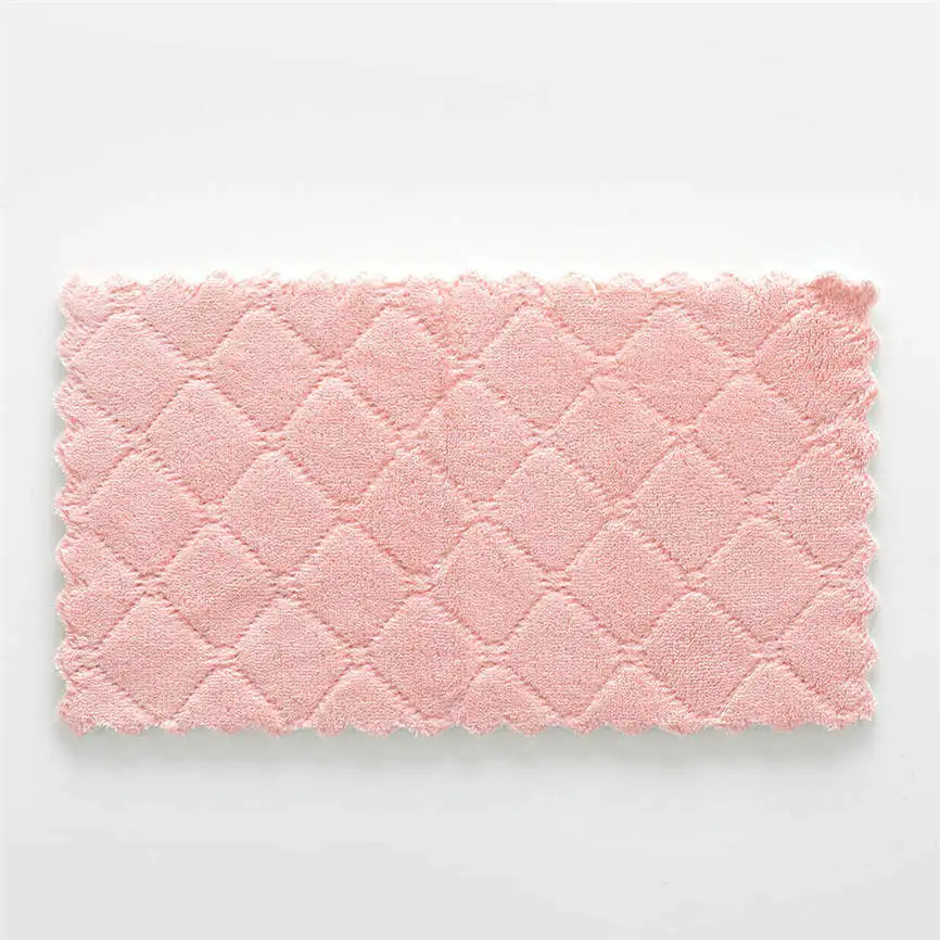 Pink Кухонное полотенце, чистящая ткань, антипригарное масло, коралловый бархат, подвесные полотенца для рук, мытье посуды, окна, пол автомобиля, домашний, чистый J#3 - Цвет: Pink