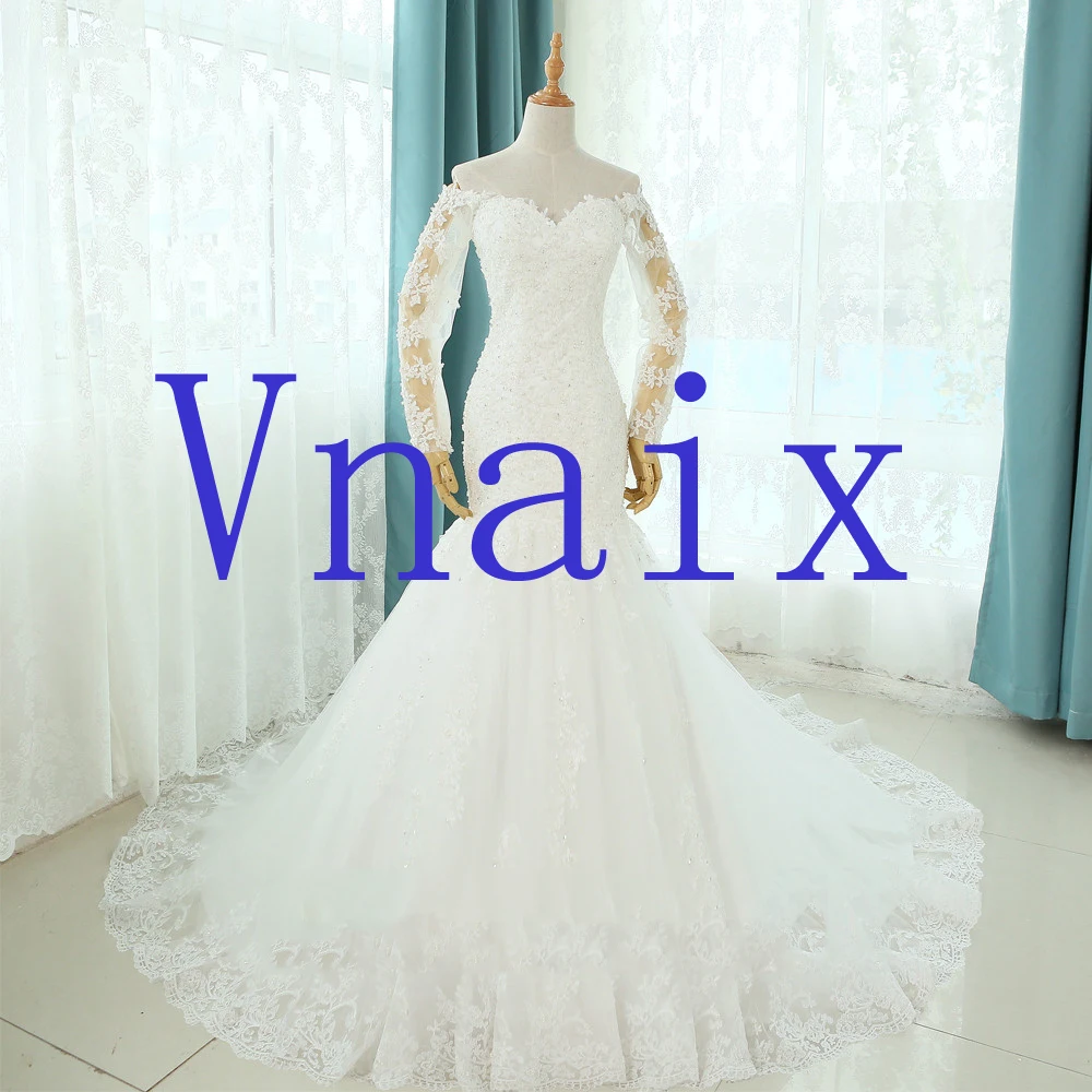 WDZ80 Vestido Де Novia Африканских Кружева Русалка Свадебные Платья 2017 с Длинным Рукавом