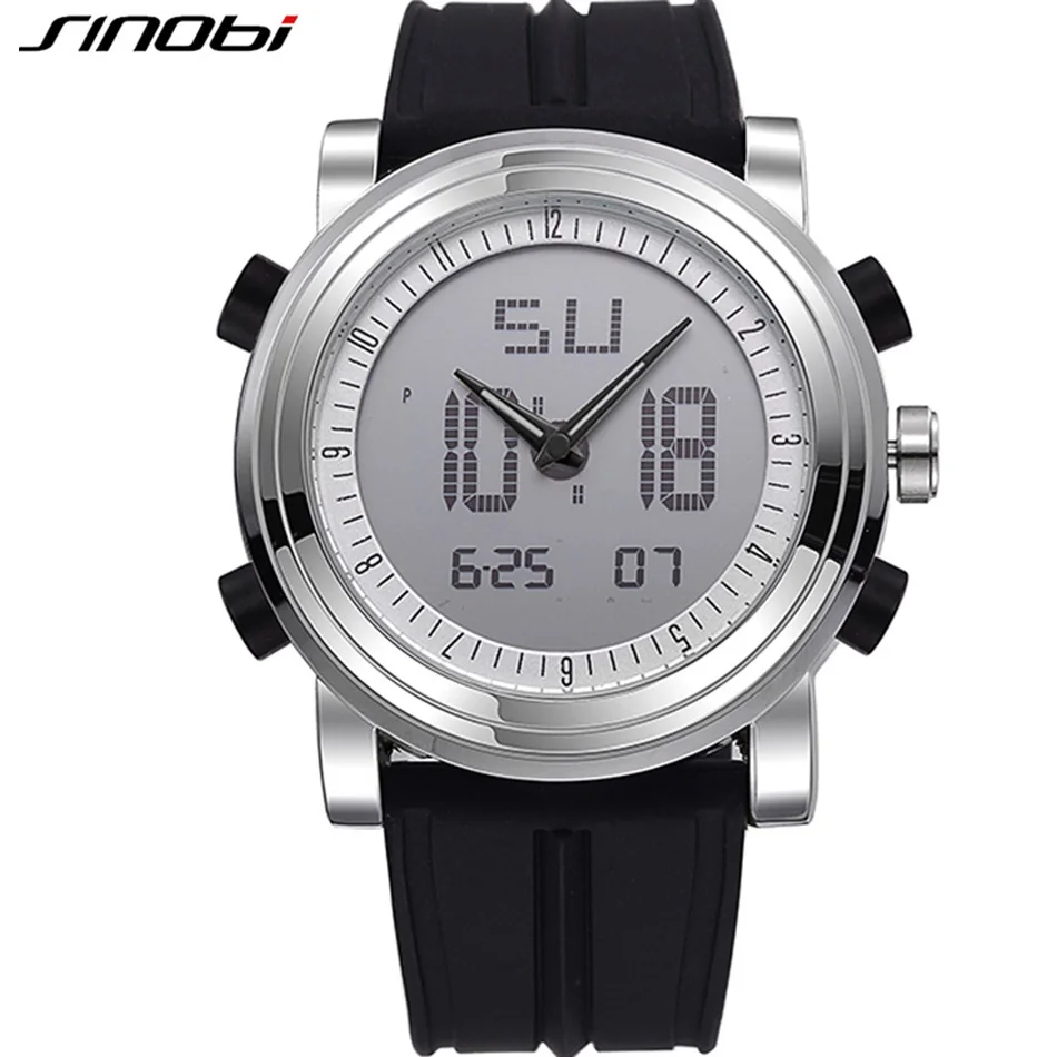 Мужские спортивные часы с двойным дисплеем кварцевые наручные