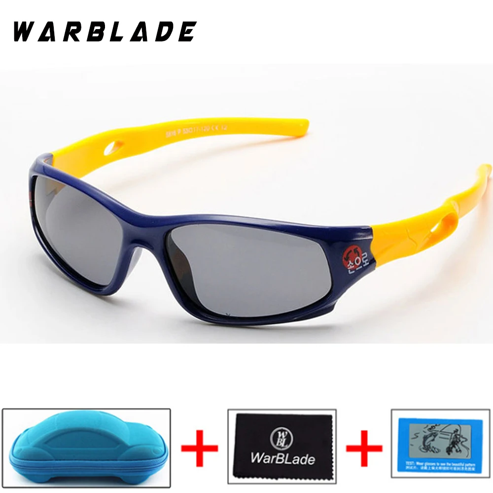 dark blue yellow Детская поляризованные солнцезащитные очки детские по уходу за детьми УФ очки безопасности TR90 Рамка Марка очки солнцезащитные очки для детей Gafas De sol - Цвет линз: dark blue yellow