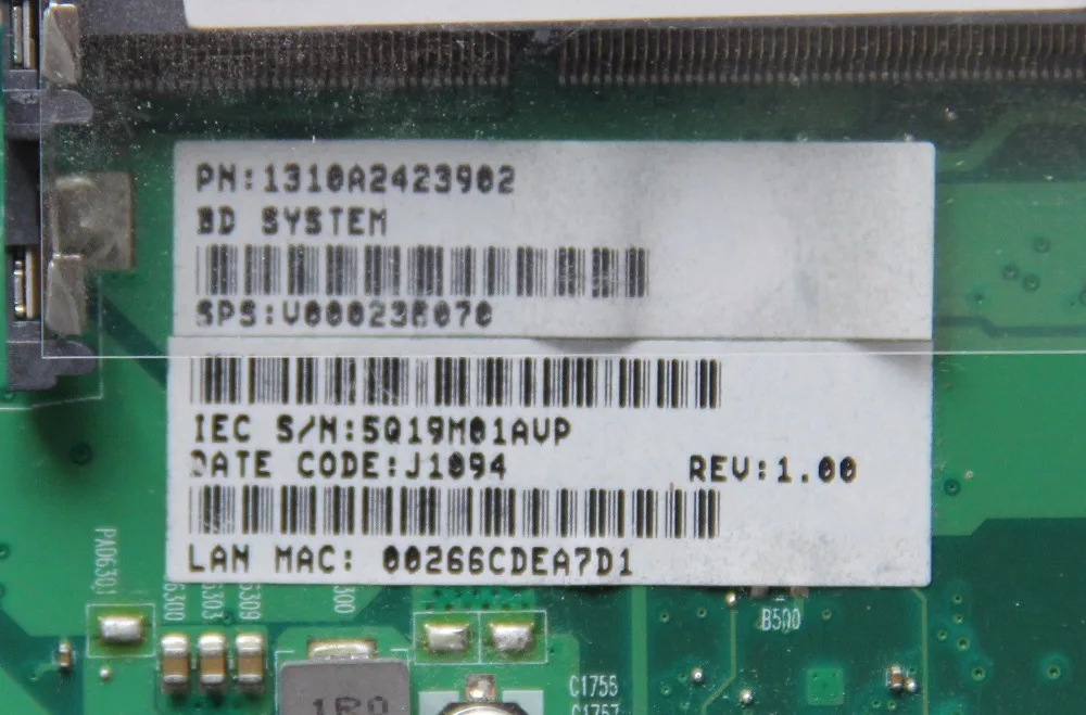

V000238070 Toshiba Satellite C600 C640 6050A2423901-MB-A02 HM65 DDR3