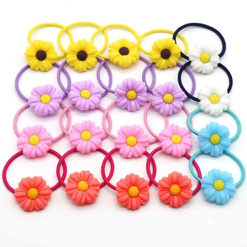 Flower bands 20 шт./компл. hello kitty цветок Божья коровка эластичные ленты для волос Детские Девочки резинка бант-галстук с единорогом железная коробка аксессуары для волос - Цвет: Flower bands