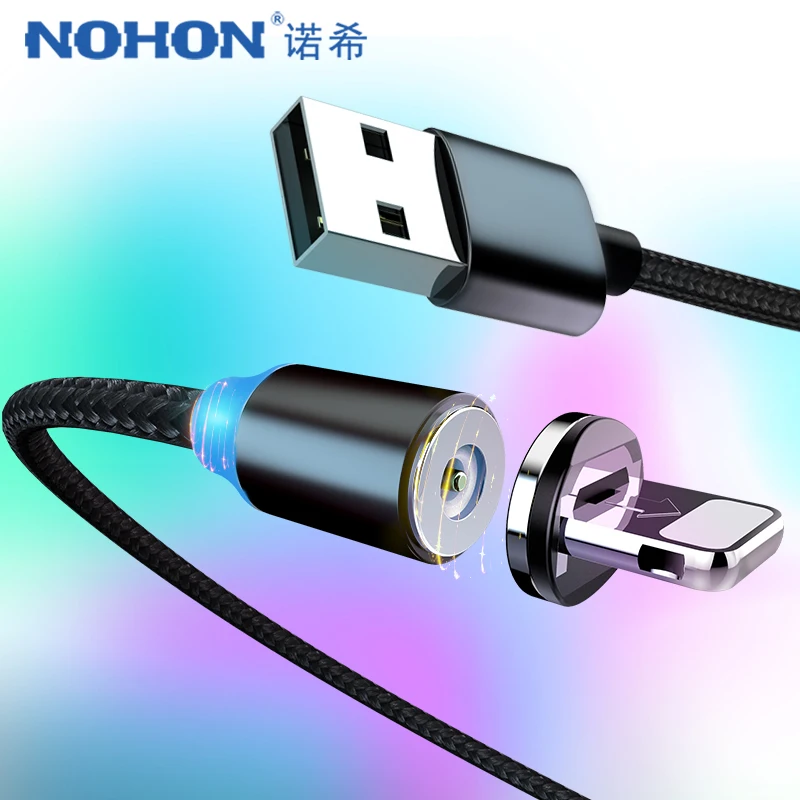 NOHON нейлоновые сильные магнитные кабели для зарядного устройства Micro usb type-C 8 Pin для iPhone X 7 8 Plus Кабель для быстрой зарядки для samsung Xiaomi 4