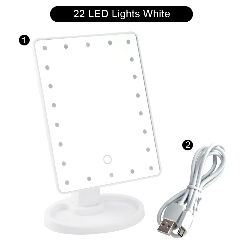 22 Lights Mirror 11 светодиодный мини-зеркало для макияжа 1X/3X увеличительное стекло компактное карманное женское ручное зеркало Micro USB кабель для косметических средств - Цвет: 22 Lights Mirror