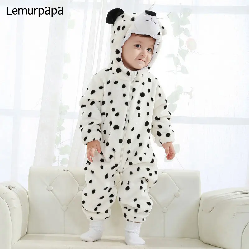 Детская одежда с животными Kugurumi супер герой комбинезон 0-3 лет одежда для малышей с героями мультфильмов для мальчиков и девочек Комбинезон на молнии фланель теплая дутая куртка для младенцев Kawaii костюм - Цвет: snow leopard
