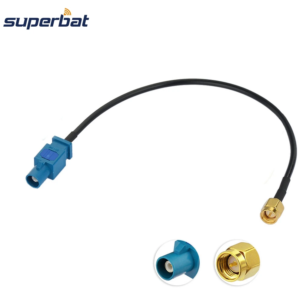 Superbat коаксиальный Z штекер Fakra мужской длинный прямой разъем к SMA Мужской прямой Пигтейл RF сборочный кабель RG174 Радио ТВ 20 см 8"