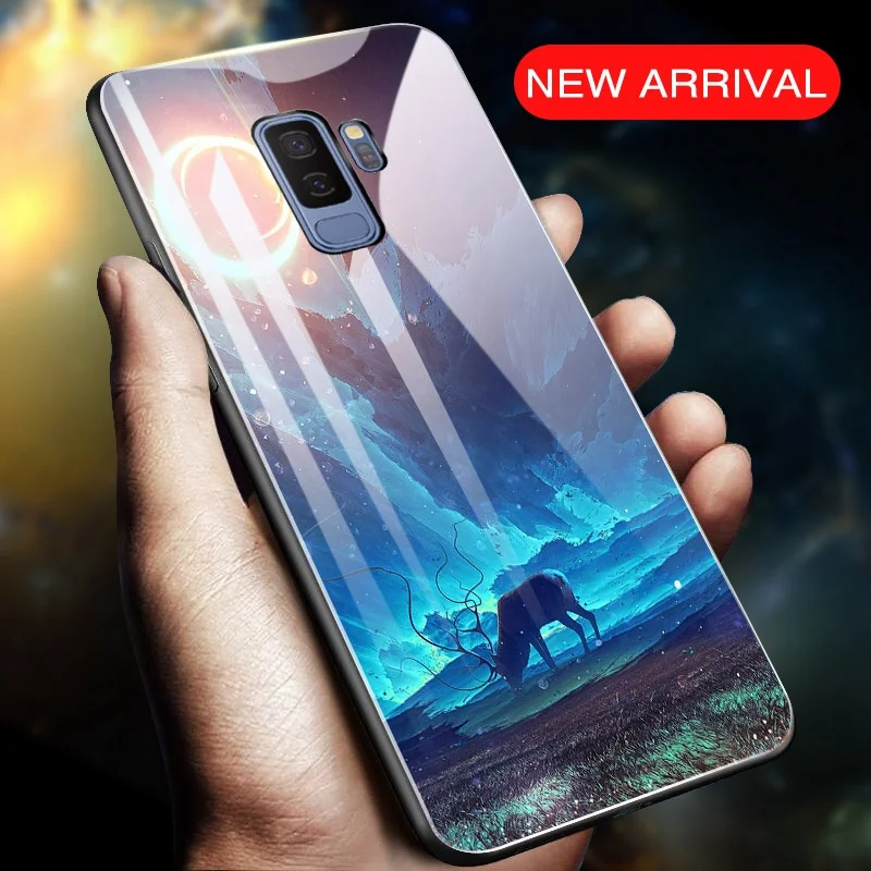 Luxury Tempered Glass Cover For Samsung Note 9 Hard Shell Pattern Case S9 Galaxy 8 Plus |