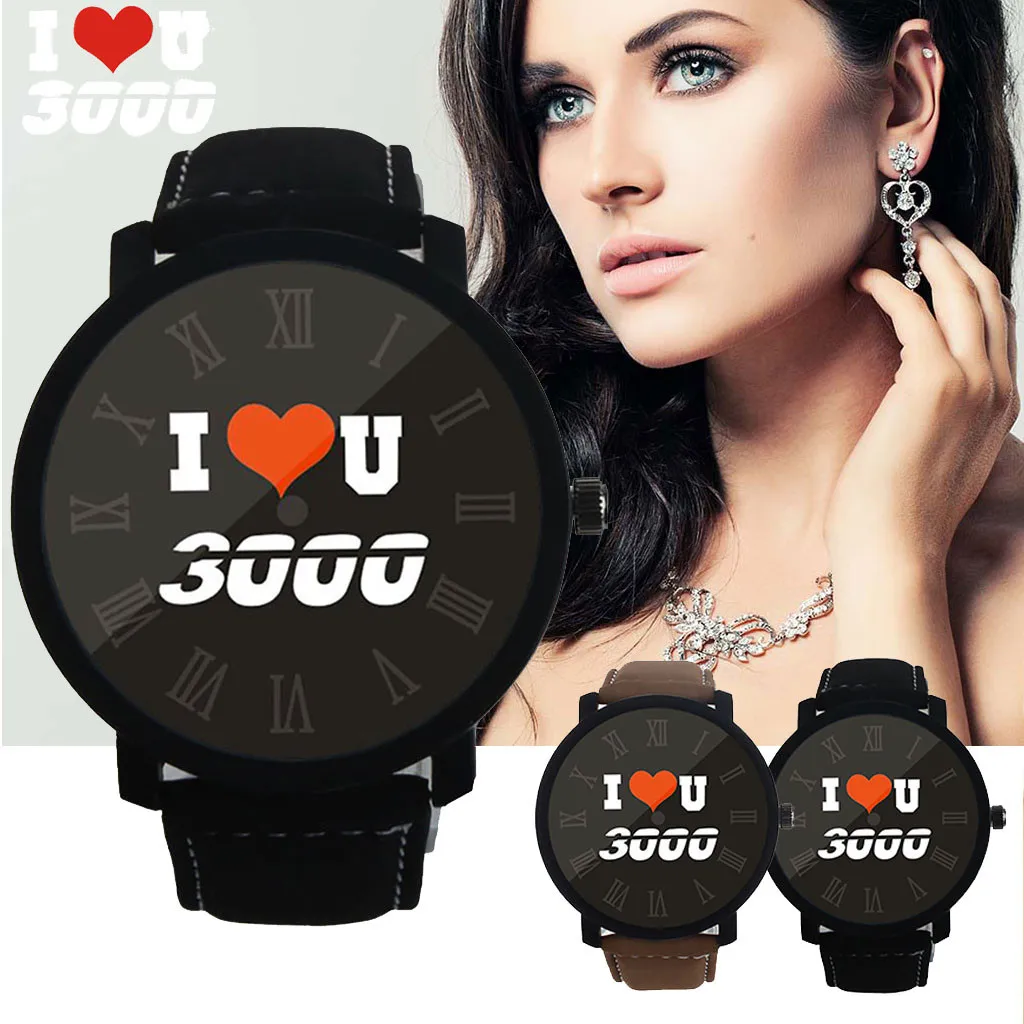 GEMIXI I LOVE YOU 3000 модные кварцевые часы простой кожаный ремень мужские и женские