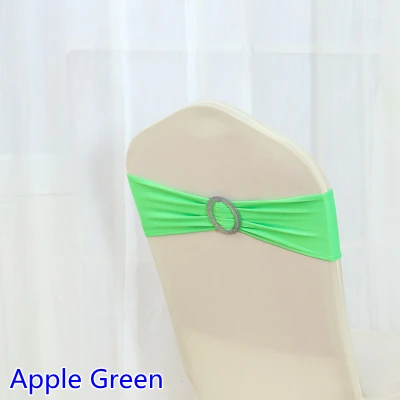 Яблоко зеленый цвет спандекс створки стульев с блестящими круглыми пряжками для