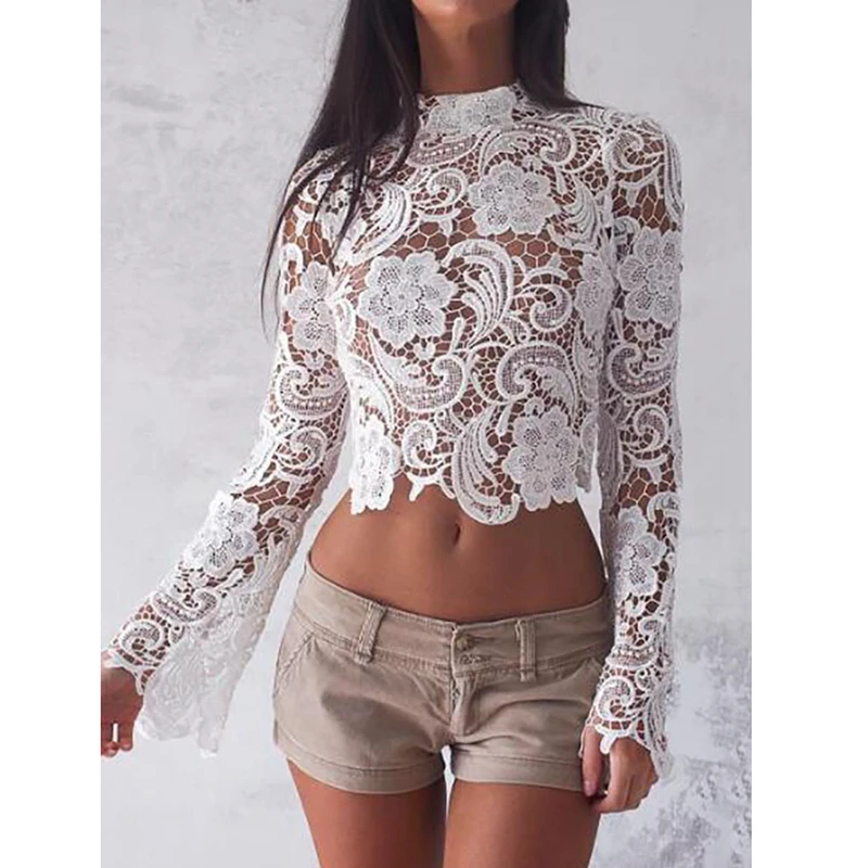 Женское кружевное свадебное платье короткий пуловер с воротником стойкой и