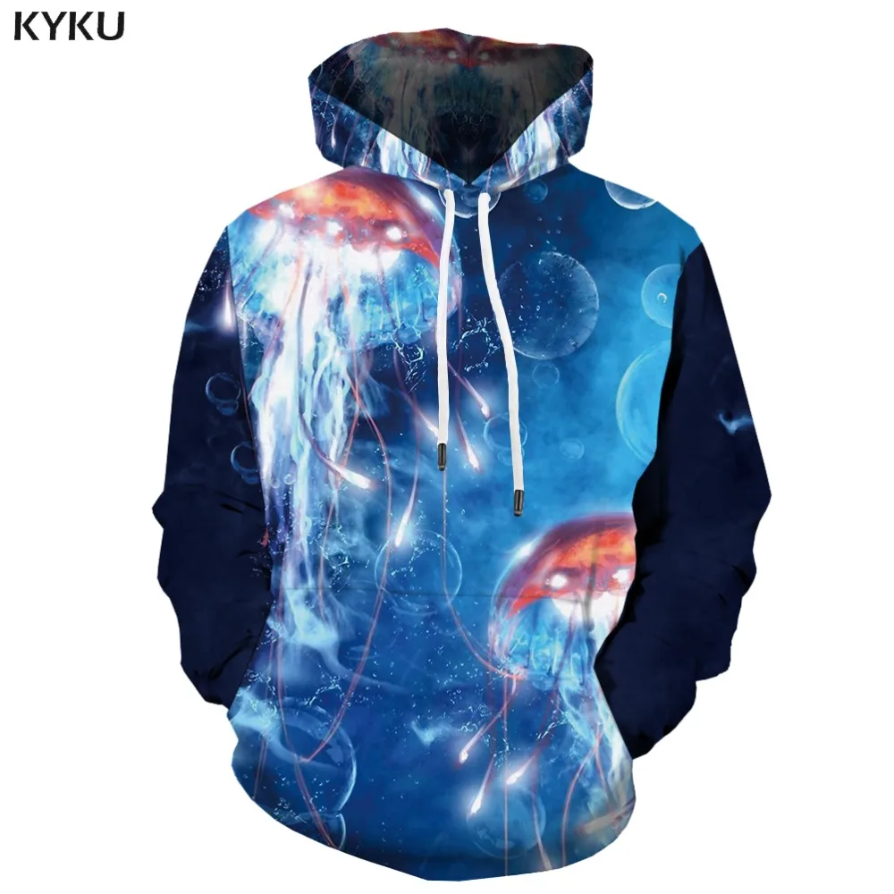 KYKU 3d толстовки мужские Psychedelic толстовка синяя Океаническая Медуза принт