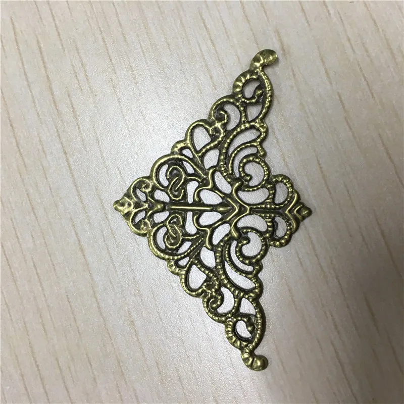 Филигранные треугольные цветочные обертки кабошон старинная бронза с плоским