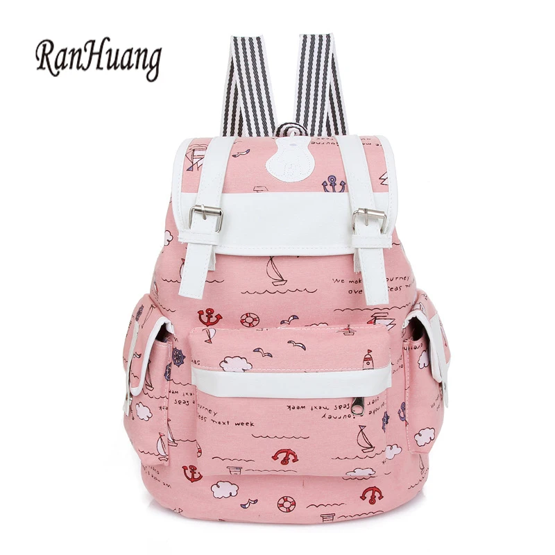 Повседневный холщовый рюкзак RanHuang для женщин школьные ранцы с мультяшным