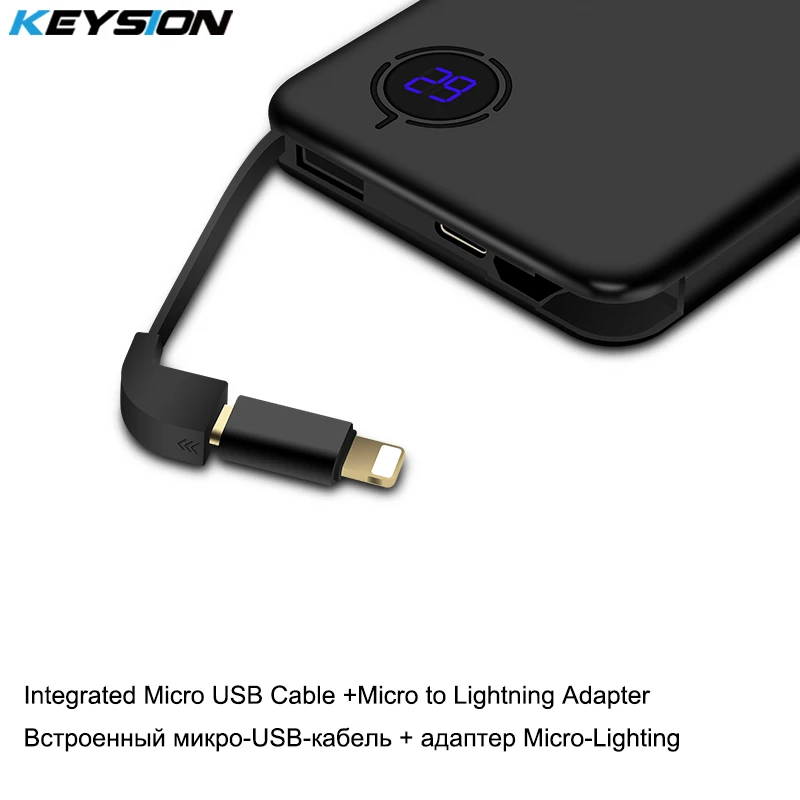 KEYSION 8000mAh 29 6 WH Type C PD Быстрая зарядка Power Bank 18W 3 портовый QC3.0 внешний аккумулятор для