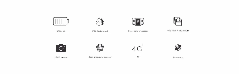 Guophone Poptel P9000 MAX IP68 Водонепроницаемый 4G LTE сотовый телефон Android 7,0 5," FHD 4 Гб ram 64 Гб rom отпечаток пальца 9000 мАч