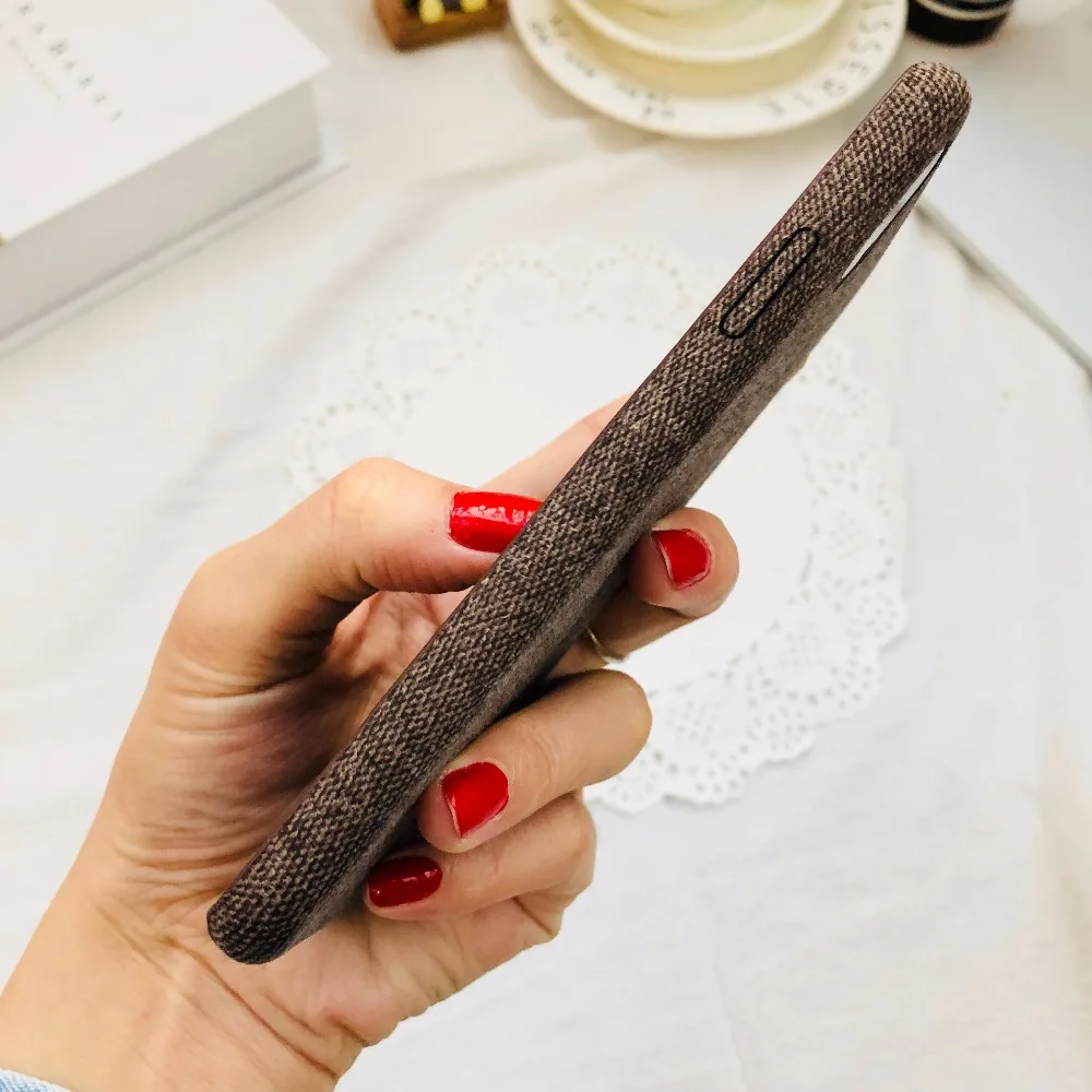 Simple Solid Color PC Back Cover Fabric PU Leather Accesories for iPhone X 8 7 6 Plus Mobile Phone Case |