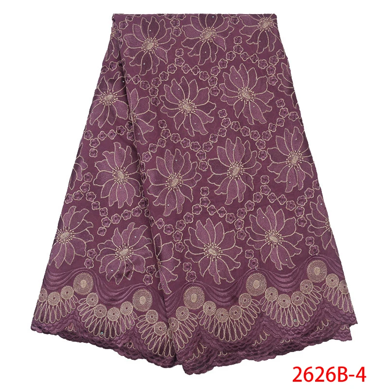 Hot Sale African Swiss Voile Lace In Switzerland 100% Dry Cotton Fabric With Stones Nigerian 5 yards NA2626B-2 | Дом и сад