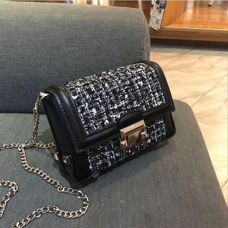 WOONAM женская модная сумка твидовая маленькая откидная застежка Вечерний Клатч