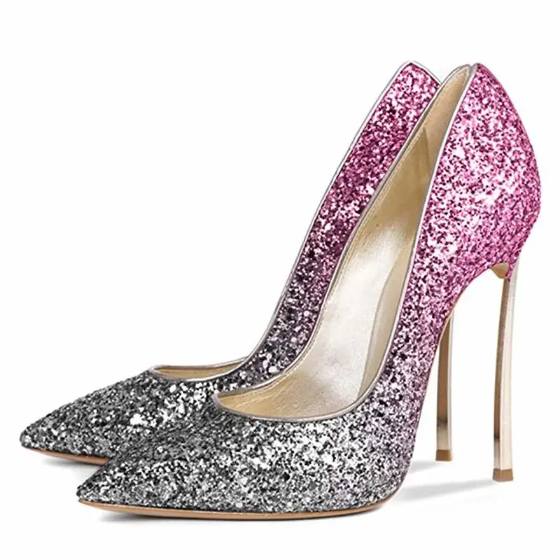 

Salu Sequins Pointed Toe Shoes Women Pumps Woman Luxury Bling High Heels Female Ladies Sexy Party Wedding