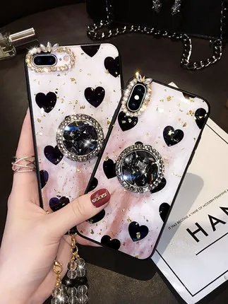 Роскошные чехлы для телефонов с бриллиантовым кристаллом + ремешок iPhone 11 Pro Max X XS