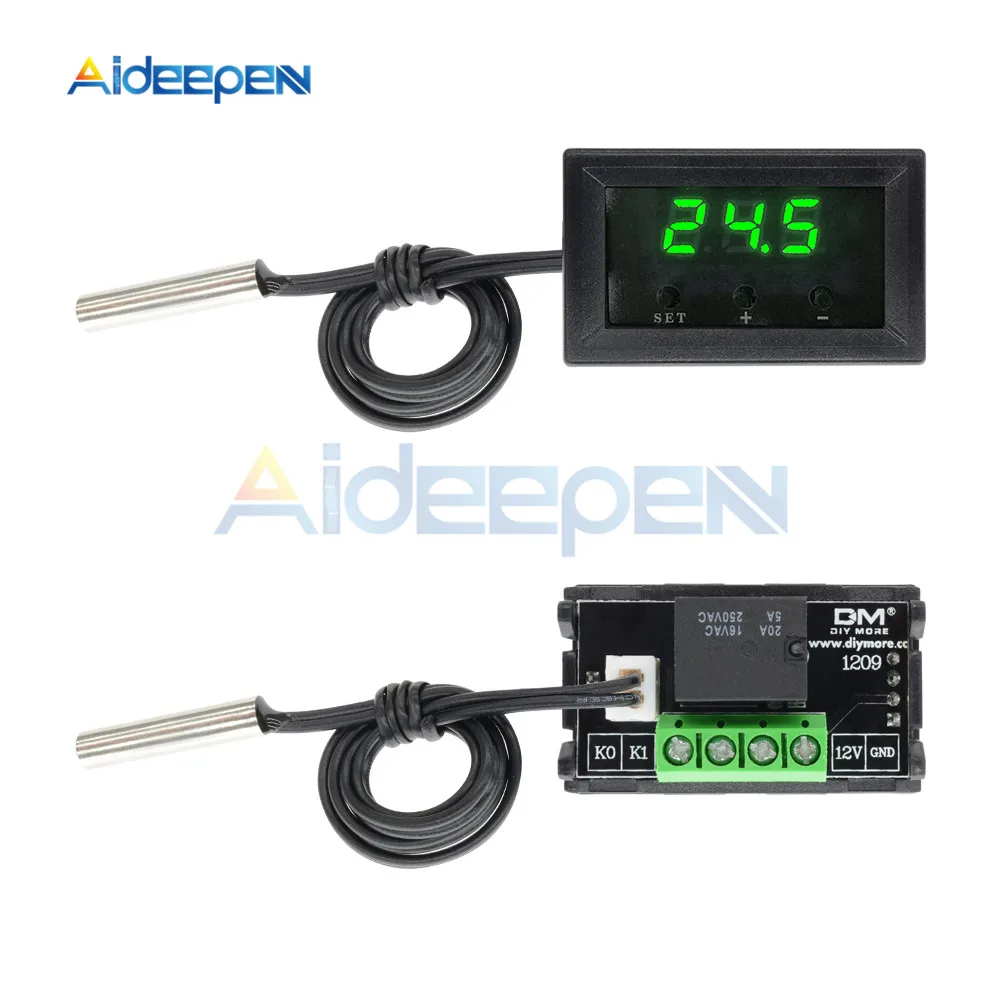 W1209 DC 12V цифровой светодиодный термостат контроль температуры 0,28 дюймов термометр термо контроль модуль переключателя+ Датчик NTC зеленый
