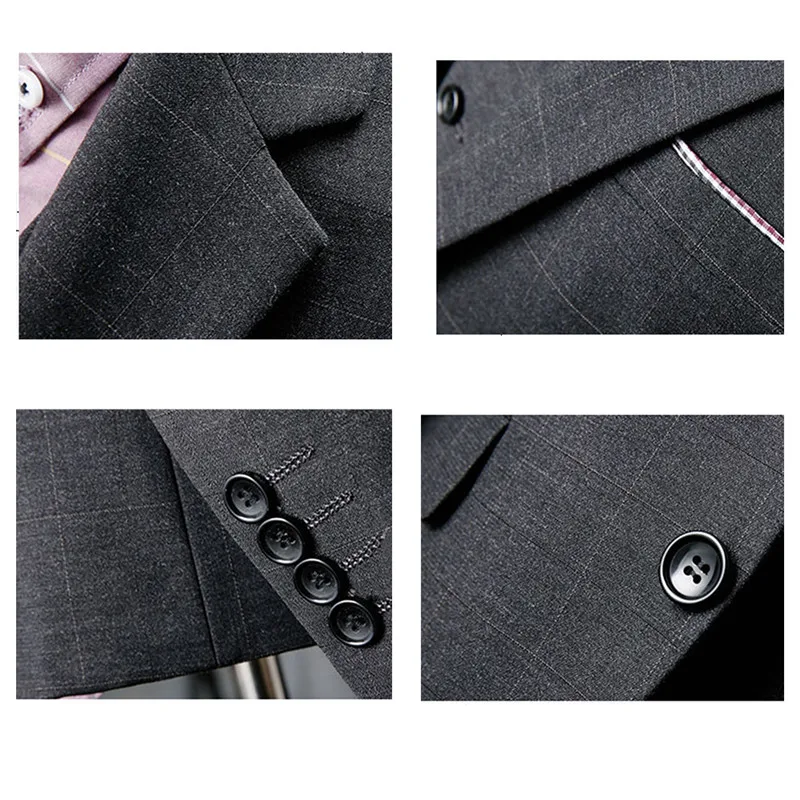 YUNCLOS новейший мужской костюм из 3 предметов с двумя пуговицами темно-синий