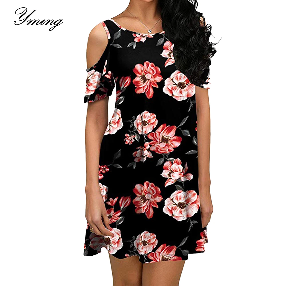 Женское платье с цветочным принтом YMING вечернее праздничное в стиле бохо мини